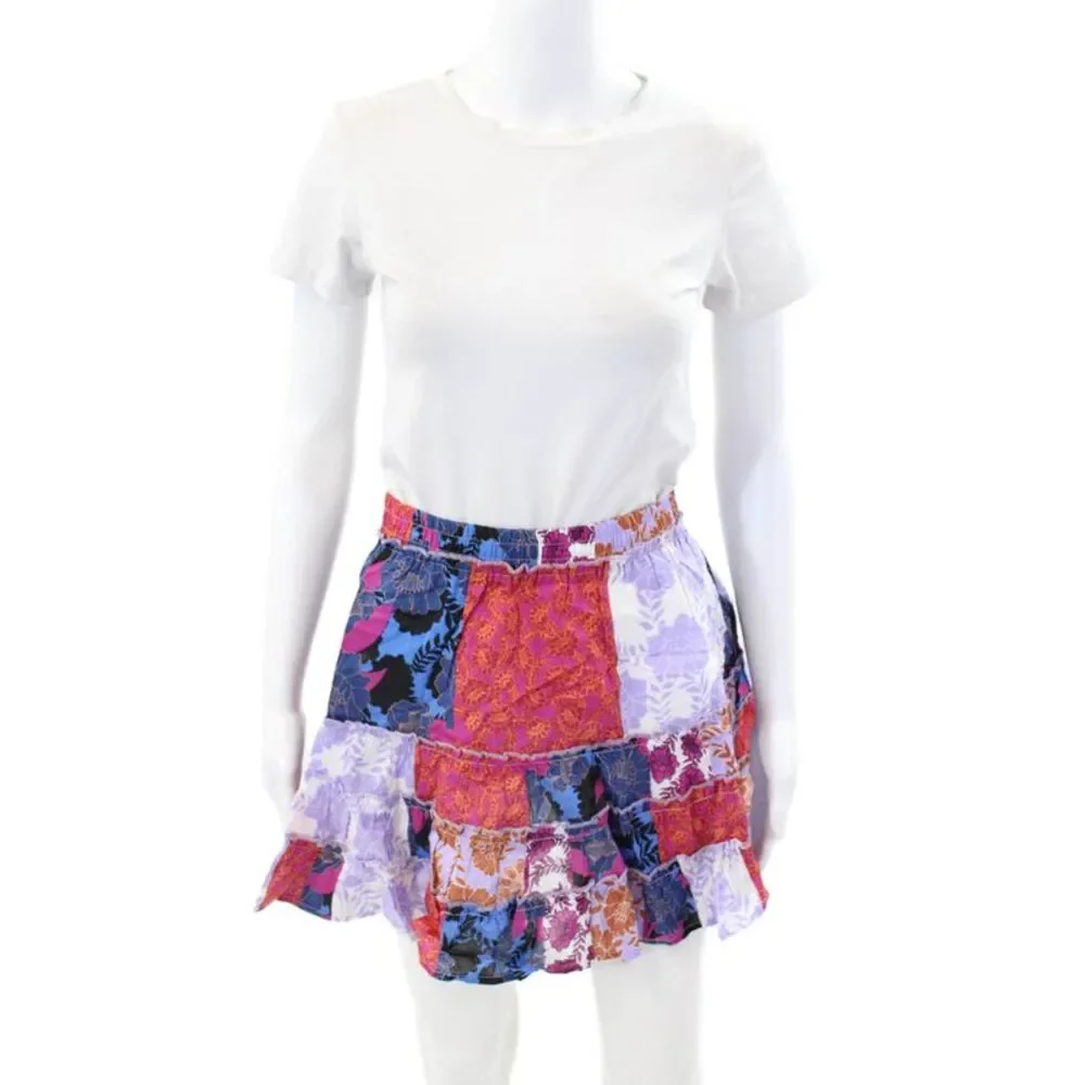 BB Dakota Womens Floral Print A Line Mini Skirt Multi Colored Cotton Size Small